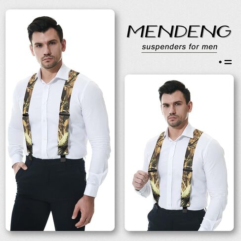 MENDENG Camo Suspenders for Men 2" Heavy Duty Clips - Adjustable X-Back Braces for Hunting and Daily Work in Saudi Arabia