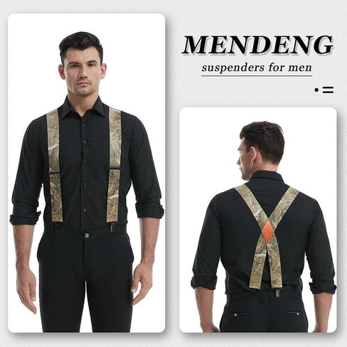 MENDENG Camo Suspenders for Men 2" Heavy Duty Clips - Adjustable X-Back Braces for Hunting and Daily Work in Saudi Arabia