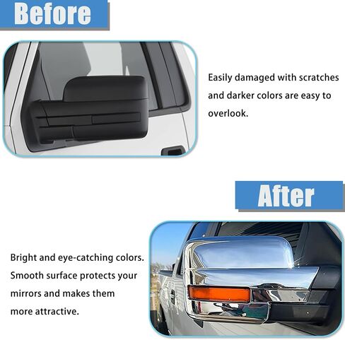 أغطية أغطية نصف مرآة علوية مطلية بالكروم متوافقة مع 2009-2014 Ford F150 2 باب 4 أبواب مرآة رؤية جانبية غطاء خلفي غطاء تراكب in Saudi Arabia