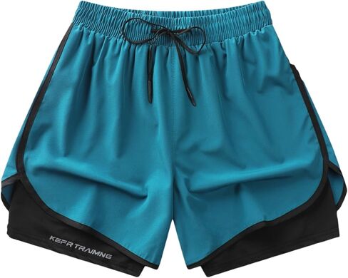 GUNLIRE Boy's 2 in 1 Athletic Active Shorts Quick Dry Running Workout Gym 3" Sports Basketball Shorts with Liner in Kuwait