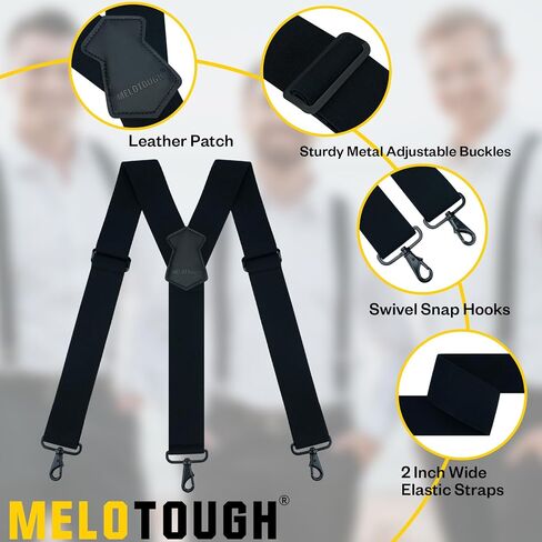 MELOTOUGH Suspenders for Men 2 Inch Wide Y Back Adjustable Elastic Big and Tall Suspenders with Swivel Hooks for Jeans in Kuwait
