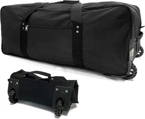36" Huge Bag with Wheels Extra Large Foldable Duffel Bag Collapsible Rolling Travel Bag Heavy-Duty Cargo Duffle for Travel, Camping & Moving, Water-Resistant 600D Oxford, Black in Kuwait