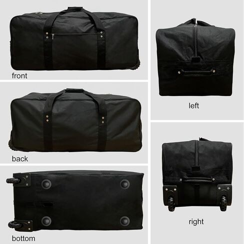 36" Huge Bag with Wheels Extra Large Foldable Duffel Bag Collapsible Rolling Travel Bag Heavy-Duty Cargo Duffle for Travel, Camping & Moving, Water-Resistant 600D Oxford, Black in Kuwait