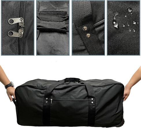 36" Huge Bag with Wheels Extra Large Foldable Duffel Bag Collapsible Rolling Travel Bag Heavy-Duty Cargo Duffle for Travel, Camping & Moving, Water-Resistant 600D Oxford, Black in Kuwait