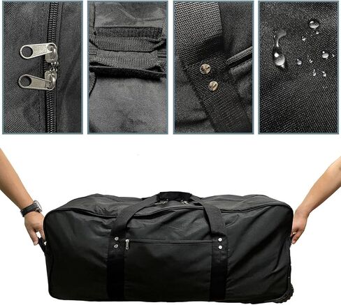 36" Huge Bag with Wheels Extra Large Foldable Duffel Bag Collapsible Rolling Travel Bag Heavy-Duty Cargo Duffle for Travel, Camping & Moving, Water-Resistant 600D Oxford, Black in Kuwait