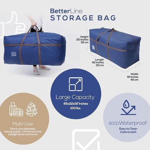 2 Pack Blue Large Duffel Bag for Traveling - Heavy-Duty 600D Polyester, Waterproof with Reinforced Handles, Holds 100 lbs - Premium Quality Duffle Bag Perfect for Travel & Storage - 42" x 16" x 20" In in Kuwait