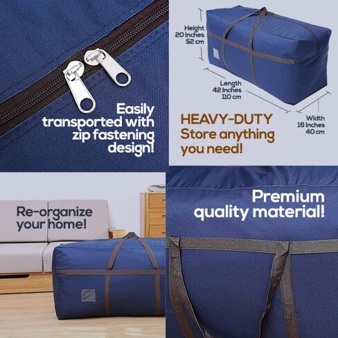 2 Pack Blue Large Duffel Bag for Traveling - Heavy-Duty 600D Polyester, Waterproof with Reinforced Handles, Holds 100 lbs - Premium Quality Duffle Bag Perfect for Travel & Storage - 42" x 16" x 20" In in Kuwait
