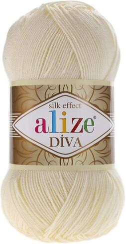 Alize Diva Silk Effect 100% Microfiber Acrylic Yarn 1 Ball skeins 100gr 383yds (852 - Green Tea) in Saudi Arabia