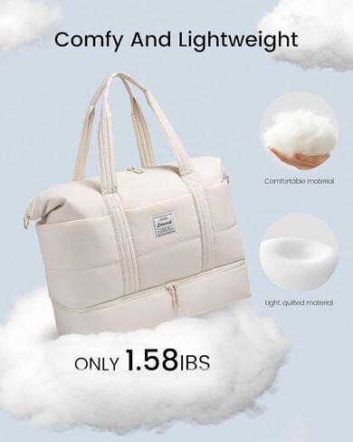 LOVEVOOK Travel Duffle Bag for Women, 3Pcs Puffer Large Weekender Overnight Bag with Shoe Compartment, Water Resistant Gym Duffel Bag, Carry on Bag for Hospital Delivery with Toiletry Organizer in Saudi Arabia