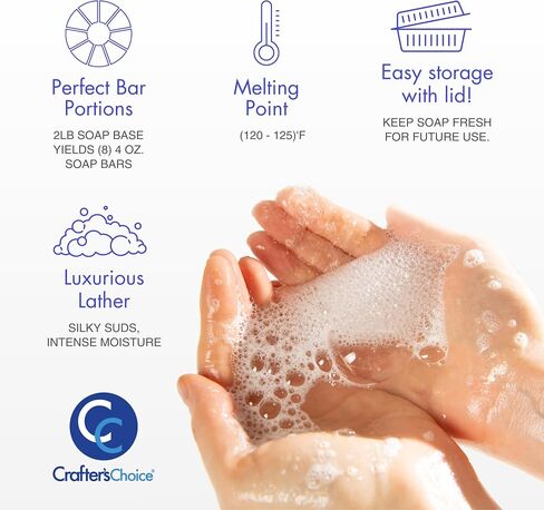 Crafter's Choice 2 Lb. Block Detergent Free Goat Milk Melt & Pour Soap Base, White in Kuwait