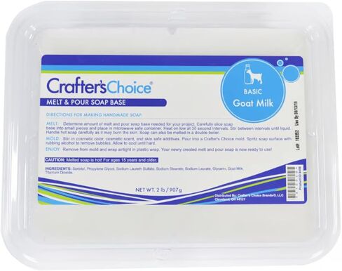 Crafter's Choice 2 Lb. Block Detergent Free Goat Milk Melt & Pour Soap Base, White in Kuwait