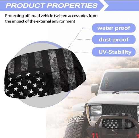 Black Print Universal Winch Cover with Elastic Band Fits Most Electric Winches from 8500 to 17500 Lbs in Kuwait