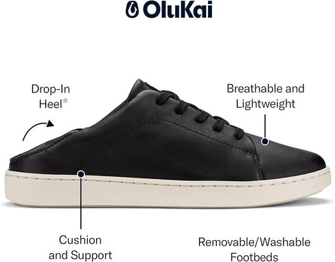 OLUKAI Pehuea Li 'ILI Women's Everyday Leather Sneakers, Casual & Versatile Shoes with Drop-in Heel, Soft & Premium Materials, All-Day Comfort & Support in Saudi Arabia