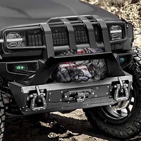 غطاء Winch Cover Rustproof & Waterproof Blue Winch Cover Cover Cover Weather Automotive Winch Accessories (American Flag Ailt Painting) in Kuwait