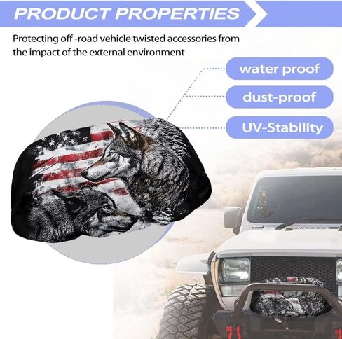 غطاء Winch Cover Rustproof & Waterproof Blue Winch Cover Cover Cover Weather Automotive Winch Accessories (American Flag Ailt Painting) in Kuwait