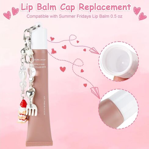 Keychain Cap Compatible with Summer Fridays 0.5 oz Lip Balm, 3 Pack Lip Gloss Keychain Compatible with LANGIGE 0.35 oz Lip Balm (Bow) in Saudi Arabia