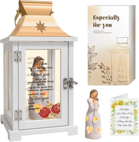 Gifts for Mom from Daughter, Unique Mothers Day Gifts for Mom from Daughter, Mother and Daughter Figurine Lantern Cool Moms Birthday Gift from Daughter, Christmas in Saudi Arabia