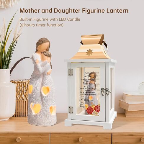 Gifts for Mom from Daughter, Unique Mothers Day Gifts for Mom from Daughter, Mother and Daughter Figurine Lantern Cool Moms Birthday Gift from Daughter, Christmas in Saudi Arabia