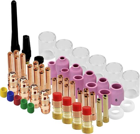 90PCS TIG Welding Torch Accessories Kit Collets Body Glass Cup Alumina Nozzle Stubby Gas Lens #10#12 Glass Cup Kit for TIG WP-17/18/26 in Saudi Arabia