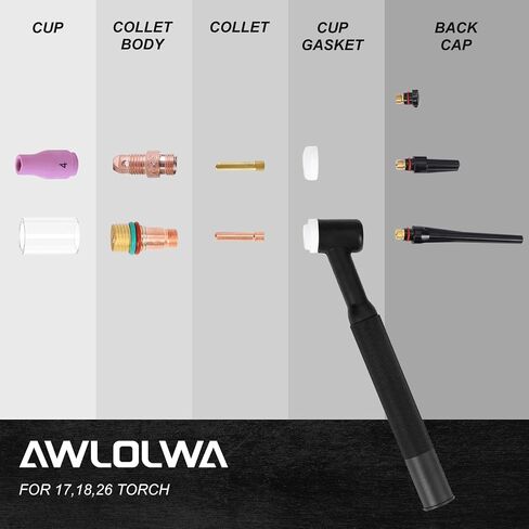 90PCS TIG Welding Torch Accessories Kit Collets Body Glass Cup Alumina Nozzle Stubby Gas Lens #10#12 Glass Cup Kit for TIG WP-17/18/26 in Saudi Arabia