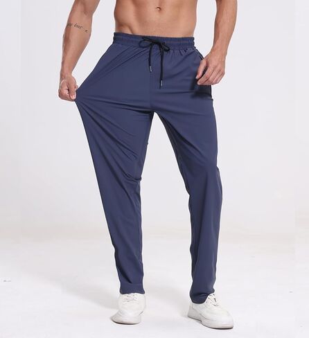 RPOVIG 3 Pack Men's Athletic Sweatpants with Zipper Pockets Workout Gym Running Hiking Active Cooling Stretch Joggers Pants in Kuwait