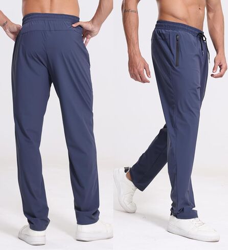 RPOVIG 3 Pack Men's Athletic Sweatpants with Zipper Pockets Workout Gym Running Hiking Active Cooling Stretch Joggers Pants in Kuwait