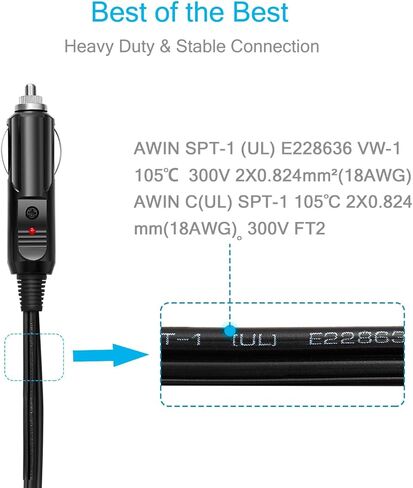 chanzon 12v/24v 1 to 2 carction killette wighter leight adapter ، 7in ul wire with 15a fus in Saudi Arabia
