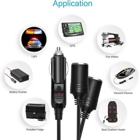 chanzon 12v/24v 1 to 2 carction killette wighter leight adapter ، 7in ul wire with 15a fus in Saudi Arabia