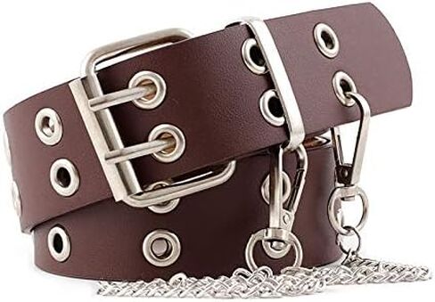 YCMI Punk Rock Double Grommet PU Leather Belt With Chain for Women & Men in Kuwait