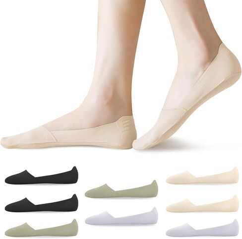 YSense 8 Pairs Thin No Show Socks - Womens Low Cut Liner Non Slip Invisible Flat Cotton Loafer Socks in Saudi Arabia