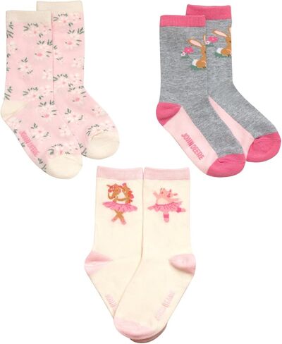 John Deere Truck Farm Animal 3 Pack Non-Slip Grip Crew Socks Toddler to Little Kid Sizes (2T-4T - 4-6) in Kuwait