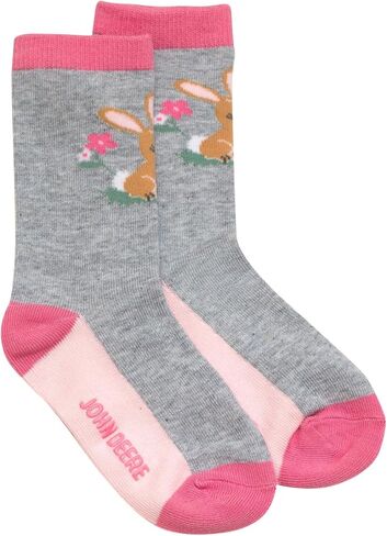 John Deere Truck Farm Animal 3 Pack Non-Slip Grip Crew Socks Toddler to Little Kid Sizes (2T-4T - 4-6) in Kuwait