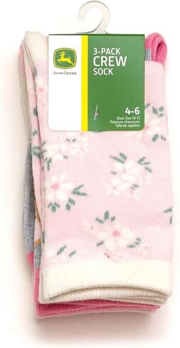 John Deere Truck Farm Animal 3 Pack Non-Slip Grip Crew Socks Toddler to Little Kid Sizes (2T-4T - 4-6) in Kuwait