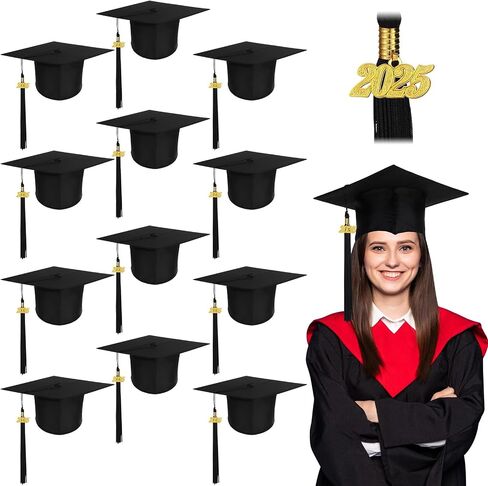 Berlune 12 Pitch Cap Graduation Cap 2025 Tassel قابلة للتعديل القابلة للتعديل ، قبعة التخرج من الملاذ للبكالوريوس البالغة in Saudi Arabia