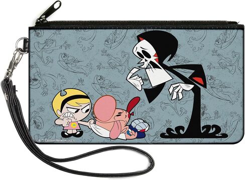 Buckle-Down Warner Bros. Animation Small Mini Compact Pouch Wallet, Credit Card Holder Pocket Purse, The Grim Adventures of Billy Mandy Group Pose and Grim Gray, Canvas in Kuwait