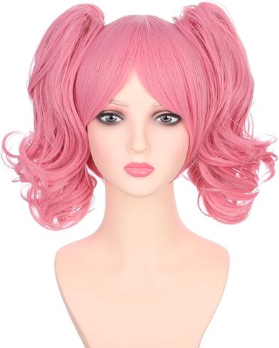 Kids Blonde Wig Child Blond Curly Wavy Wig with Bangs Girls Blonde Wig with 2 Clip on Ponytails Wig Cosplay Wig Synthetic Wigs with Wig Cap in Kuwait