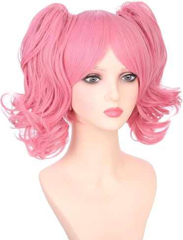 Kids Blonde Wig Child Blond Curly Wavy Wig with Bangs Girls Blonde Wig with 2 Clip on Ponytails Wig Cosplay Wig Synthetic Wigs with Wig Cap in Kuwait