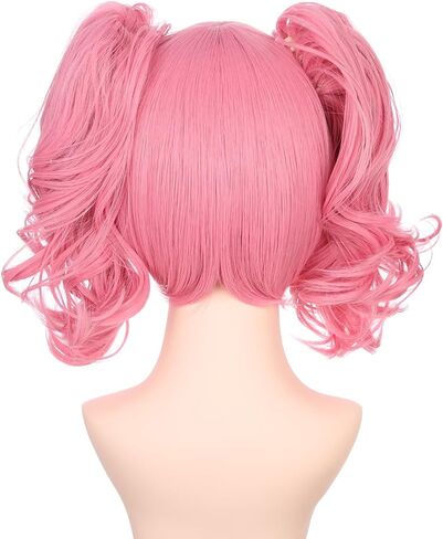 Kids Blonde Wig Child Blond Curly Wavy Wig with Bangs Girls Blonde Wig with 2 Clip on Ponytails Wig Cosplay Wig Synthetic Wigs with Wig Cap in Kuwait