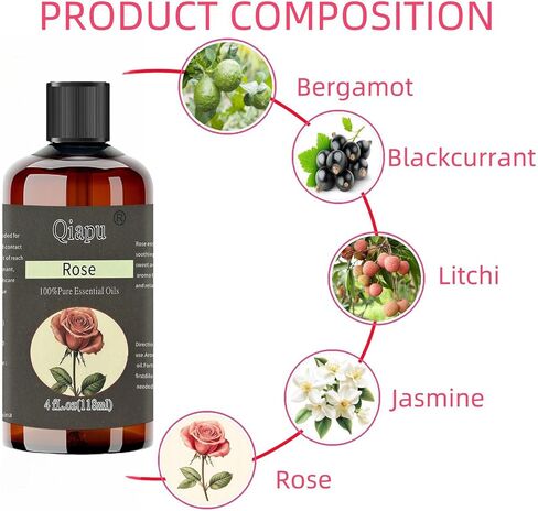 Pure and Natural Rose Diffuser Scented Oil Premium Aromatherapy for Laundry Scented Oils with Dropper in Saudi Arabia