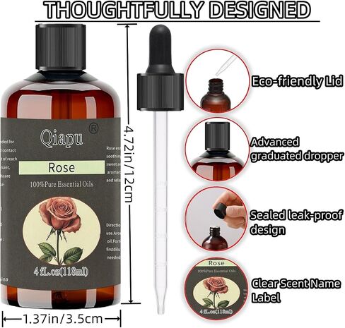 Pure and Natural Rose Diffuser Scented Oil Premium Aromatherapy for Laundry Scented Oils with Dropper in Saudi Arabia