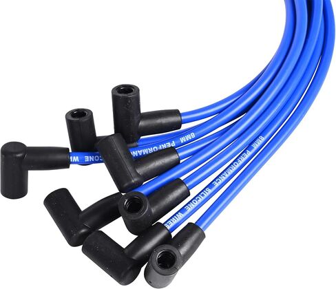 RLP Silicone Silic Plack Wirrs Lit 8.0mm blue replication for Ford Fe 332 ، 352 ، 360 ، 390 ، 406 ، 410 ، 427 + 428 Fit Big Block Ford Hei 351c ، 351m ، 400m ، 429 +460 in Kuwait