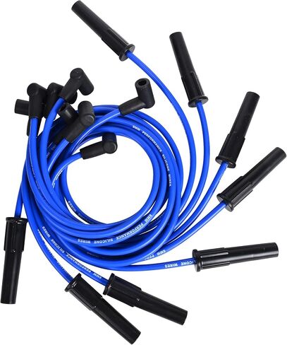 RLP Silicone Silic Plack Wirrs Lit 8.0mm blue replication for Ford Fe 332 ، 352 ، 360 ، 390 ، 406 ، 410 ، 427 + 428 Fit Big Block Ford Hei 351c ، 351m ، 400m ، 429 +460 in Kuwait