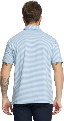 M MAELREG Golf Polo Shirts for Men Stripe Performance Moisture Wicking Dry Fit Collared Mens Polo Shirts Short Sleeve in Saudi Arabia