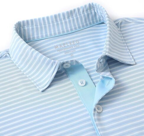 M MAELREG Golf Polo Shirts for Men Stripe Performance Moisture Wicking Dry Fit Collared Mens Polo Shirts Short Sleeve in Saudi Arabia