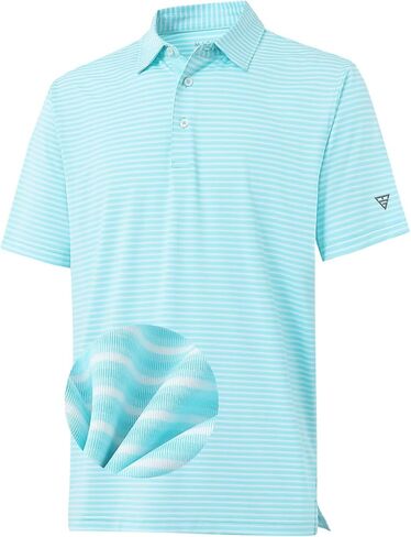M MAELREG Golf Polo Shirts for Men Stripe Performance Moisture Wicking Dry Fit Collared Mens Polo Shirts Short Sleeve in Saudi Arabia