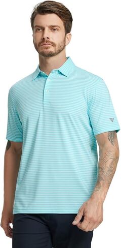 M MAELREG Golf Polo Shirts for Men Stripe Performance Moisture Wicking Dry Fit Collared Mens Polo Shirts Short Sleeve in Saudi Arabia