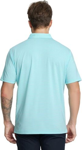 M MAELREG Golf Polo Shirts for Men Stripe Performance Moisture Wicking Dry Fit Collared Mens Polo Shirts Short Sleeve in Saudi Arabia