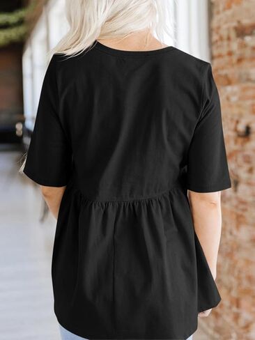 Cicy Bell Women Summer Babydoll Tops Oversized Short Sleeve Peplum Tunic T Shirt Casual Loose Fit Blouse in Saudi Arabia