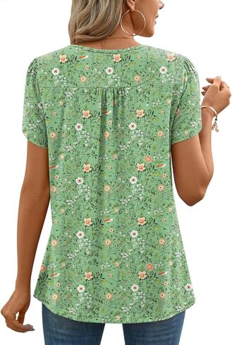Anyhold Women's Summer Short Sleeve Shirts Dressy Casual Blouses Loose Fit Tunic tops in Kuwait