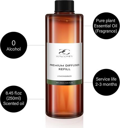 Diffuser Oil Luxury Essential Oils for Diffuser Refill & Air Freshener,Long-Lasting Natural Home Fragrance and Hotel Scent for Diffusers - 8.45 Fl.oz(250ml), Black ICE in Kuwait